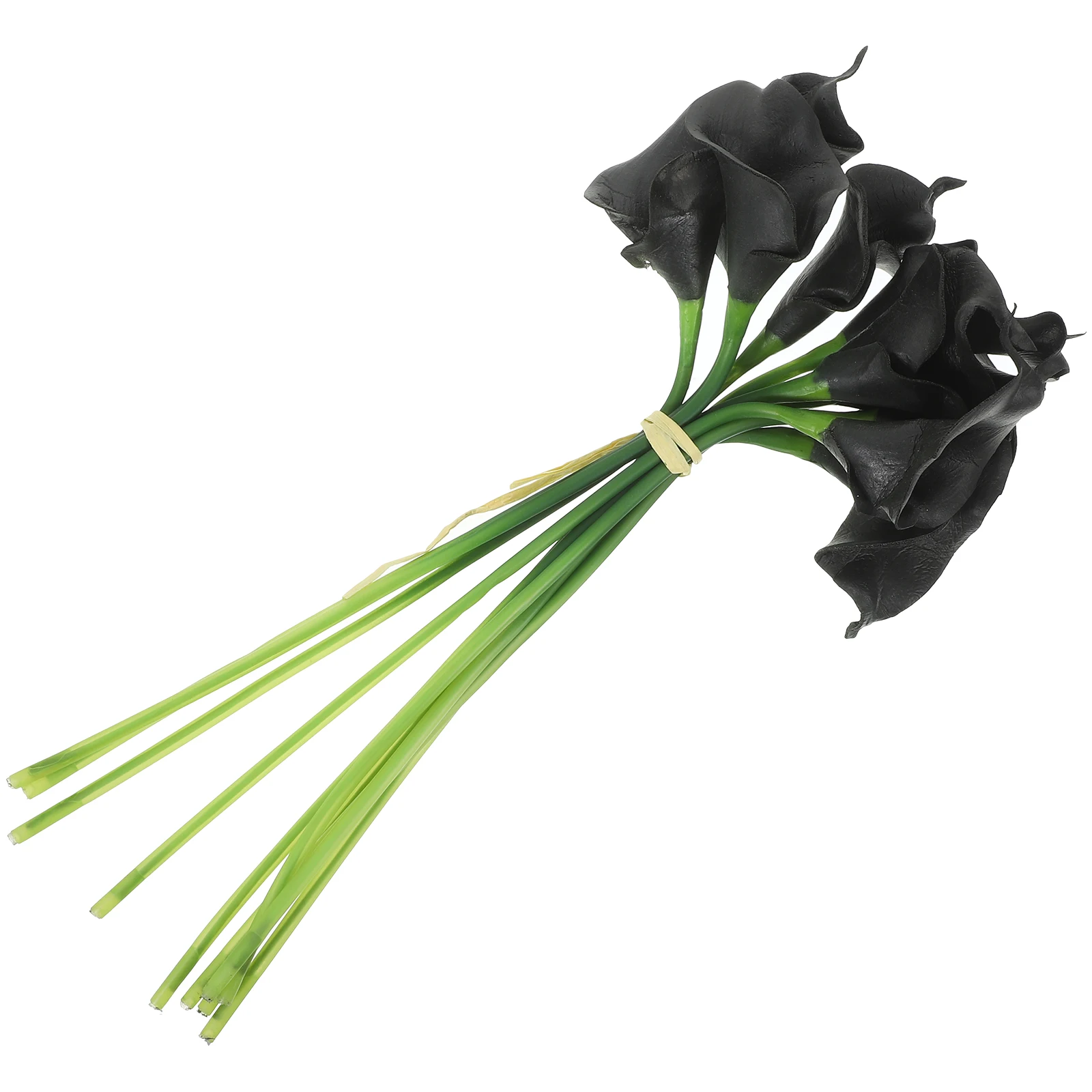 

10pcs Mini Artificial Flowers Black Plastic Wedding Bouquet Photography Props Layout Decor Faux Stems