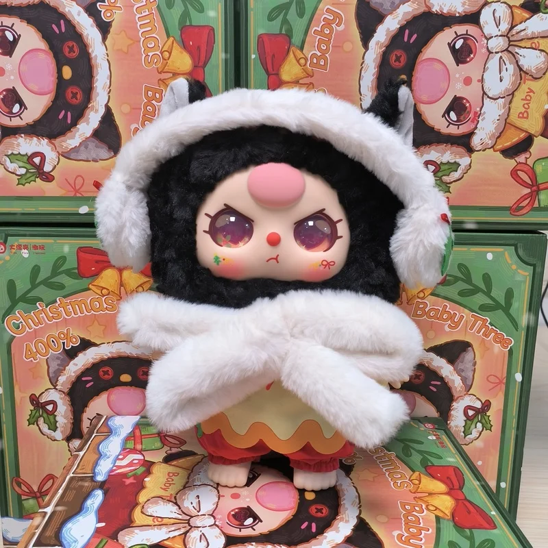 Original en Stock 400% bebé tres serie navideña caja ciega de vinilo de gran tamaño juguete artístico muñeca adorno de escritorio juguetes de Navidad regalos