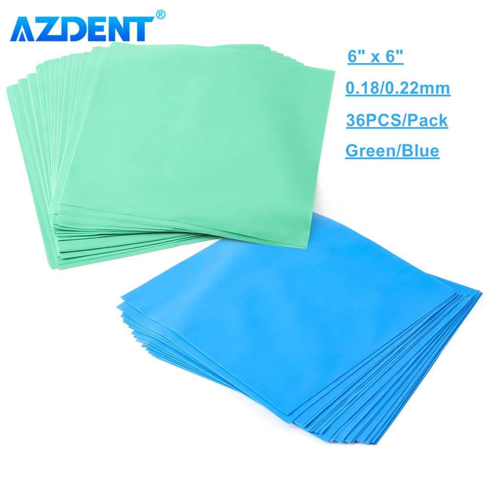 36 unids/pack AZDENT conducto de goma Dental látex Natural 0,18/0,22mm 6 "x 6" materiales de cuidado bucal de alta resistencia odontología