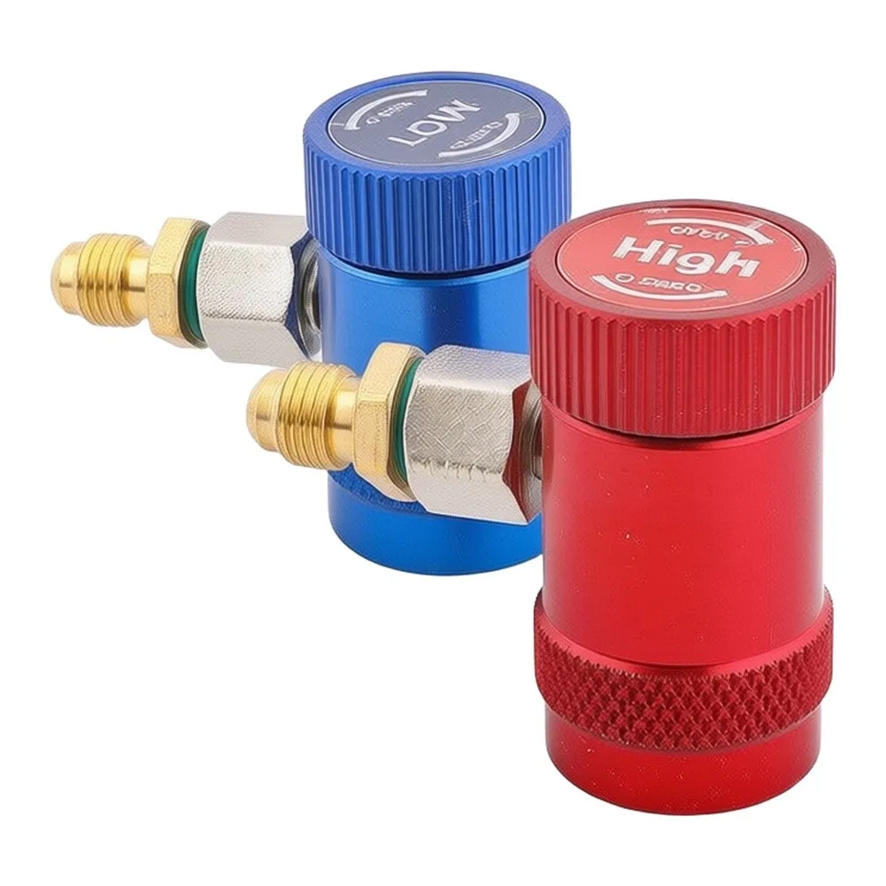 1/4 Inch Adjustable Quick Coupler With Brass Valves Quick Coupler Set For R134a And For R1234yf For Car Air Conditioning Repair