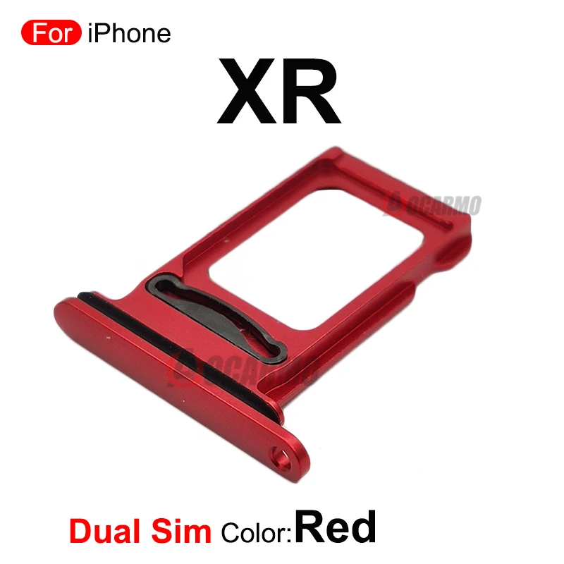 For iPhone XR Single & Dual Sim Tray SIM Card Slot Black Blue Red Orange Silver Replacement Parts