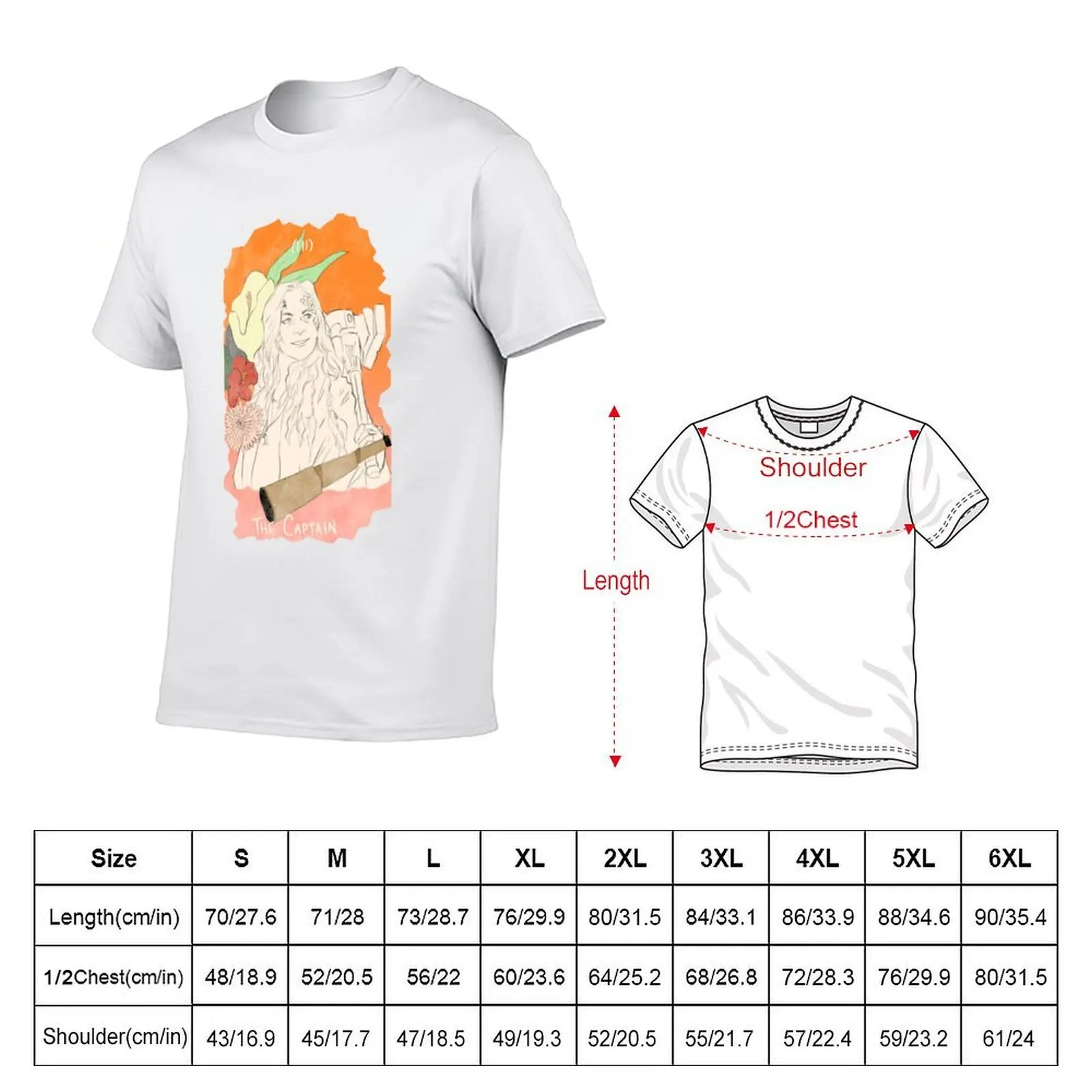 The Captain - Pirate Tarot Card T-Shirt cotton tshirt 100% essential t shirt anime t shirts for man T-shirt