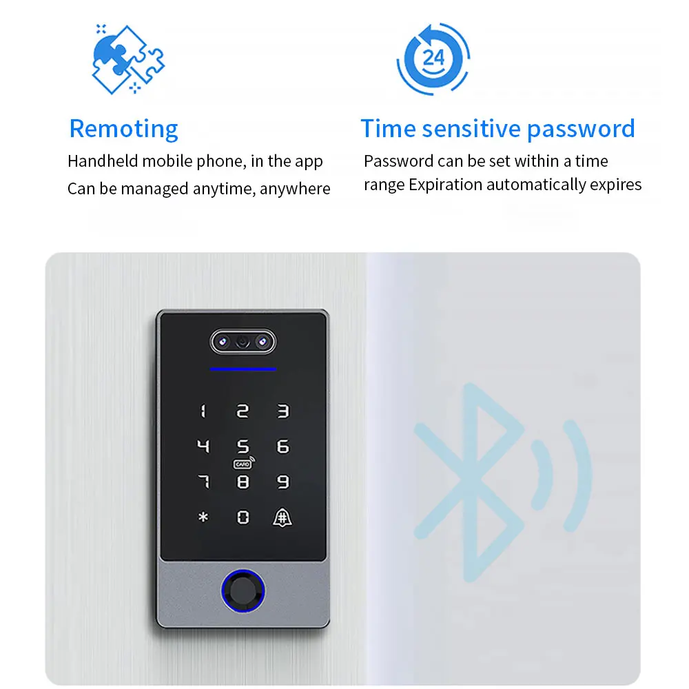 Bluetooth or Wifi Fingerprint Face Recognition Access Control Facial Door Lock Face Attendance Machine Free Software TTLOCK App