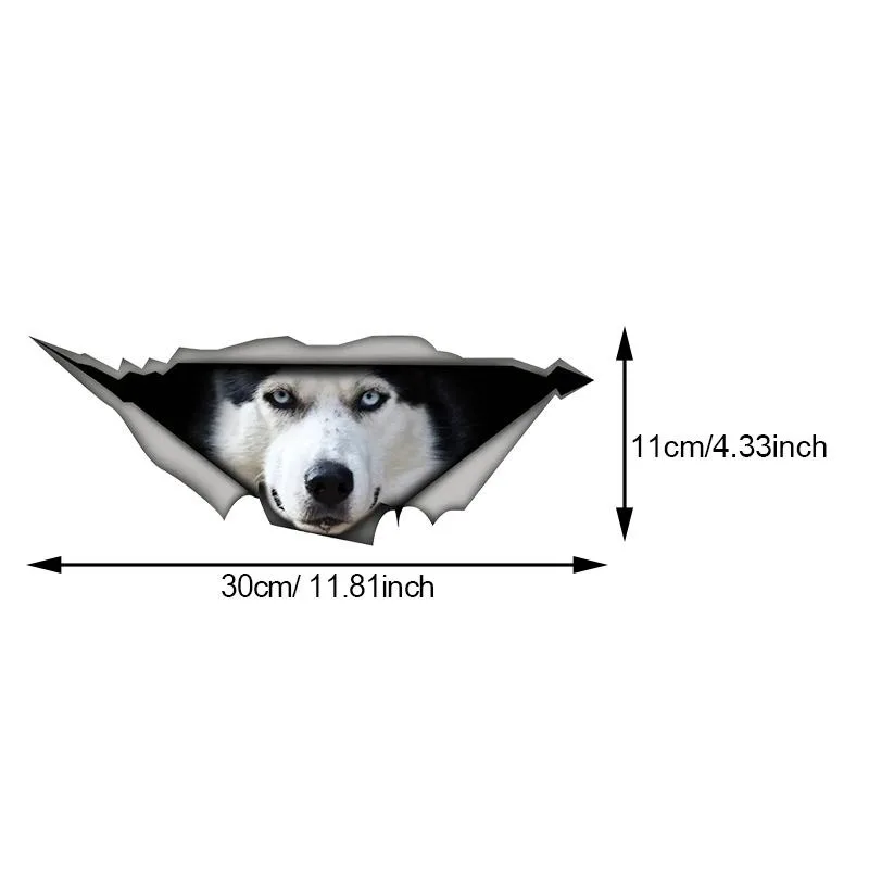 Car Sticker Husky Head Dog Pet Animal Self-adhesive Decal Waterproof Auto Decors on Bumper Rear Window Laptop 30cm*11cm