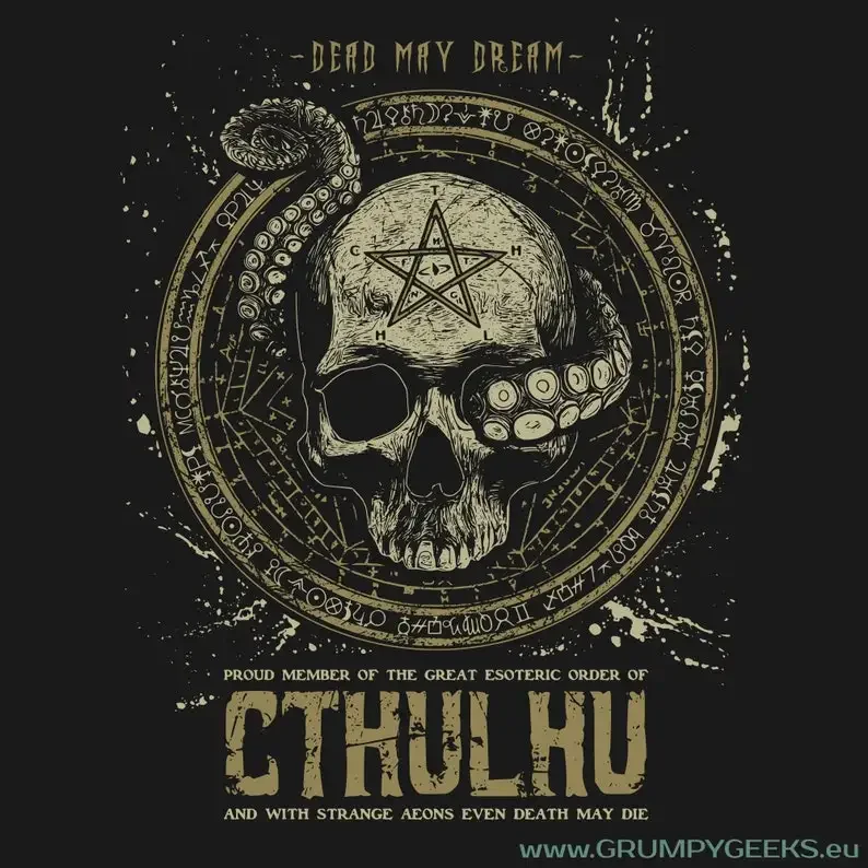 Dead May Dream - H.P. Lovecraft's Call of Cthulhu inspired horror themed t-shirt, screen printed by hand