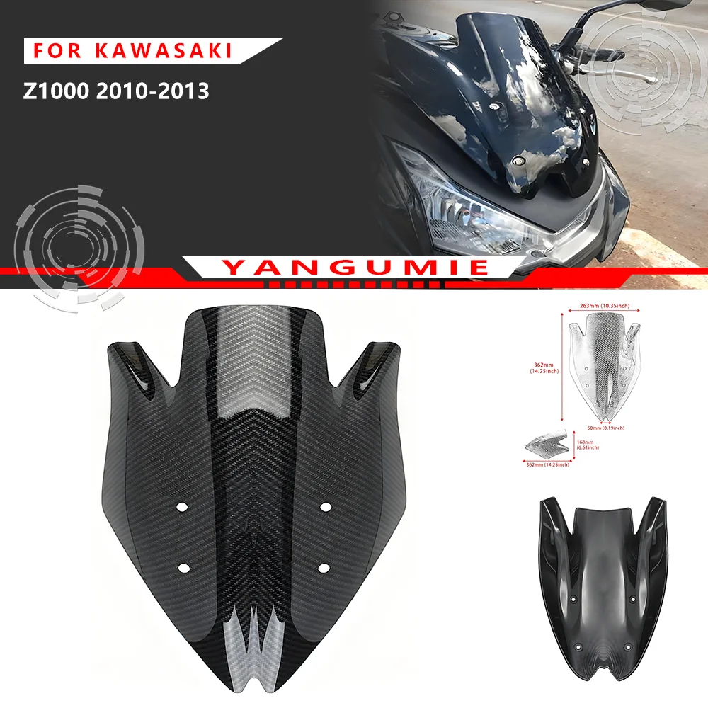 For High Windscreen Wind Deflector for Kawasaki Z1000 2010‑2013, Reduce Upper‑Body Wind Pressure for Long‑Distance Riding