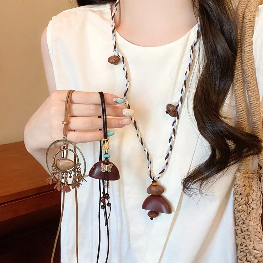 الرجعية العصرية بوهو قلادة طويلة المرأة أزياء أنيقة القبلية البني معلقة القلائد مجوهرات