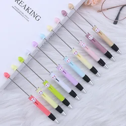 20pcs Plastic Beaded Pen DIY Smile Beaded Ballpoint Pen Custom Logo Advertising Gift Pen School Office Wholesale Stationery