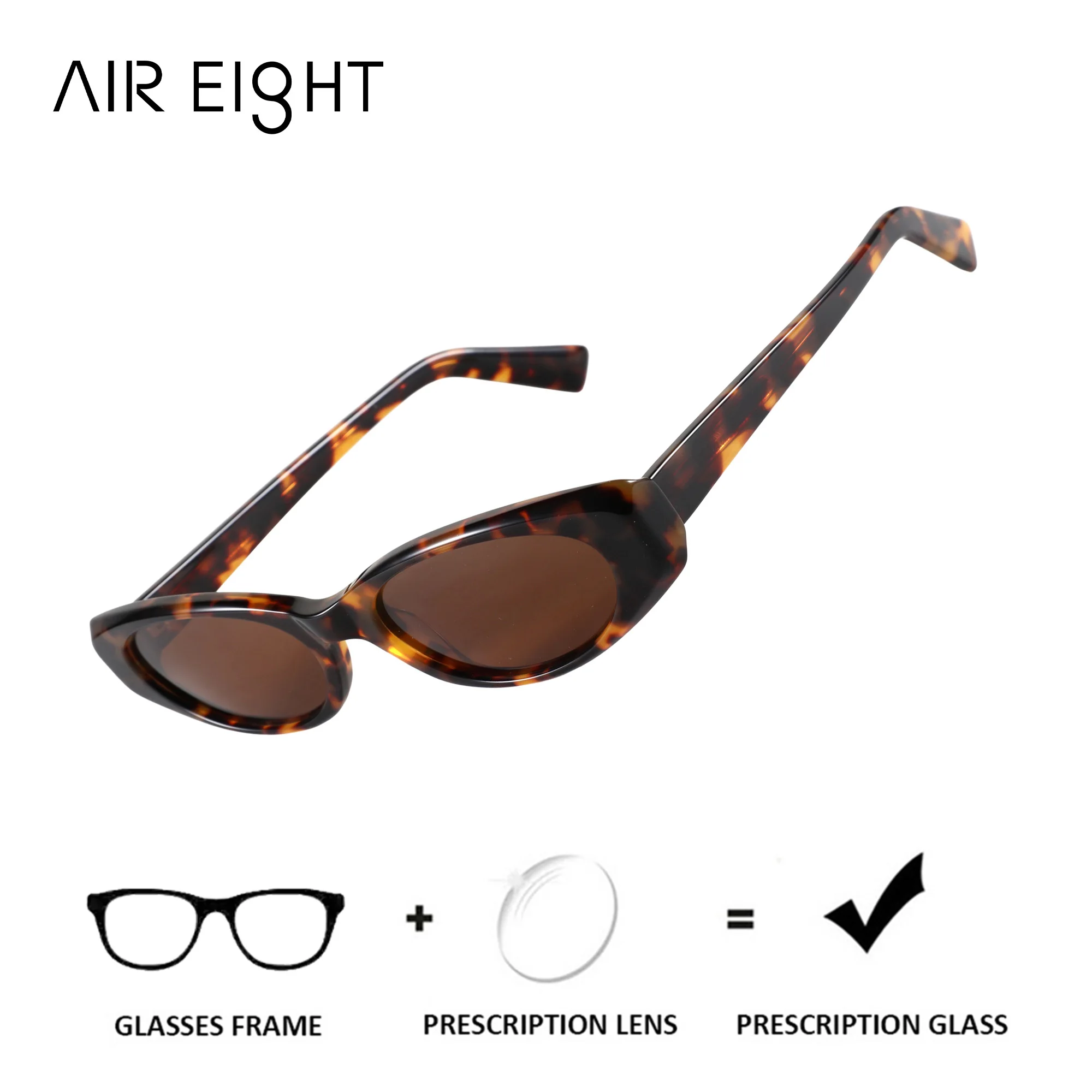 AIR EIGHT M Size Oval Acetate For Men Prescription Sun Glasses Progressive Polarized UV400 TAC Fashion Shopping Glasses