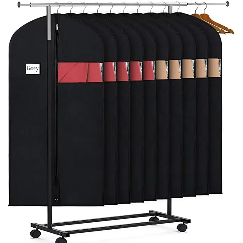 Custom Non Woven Suit Cover Foldable Zipper Dustproof Clothing Storage Bag For Travel Garment Protector Portable Hanging Case