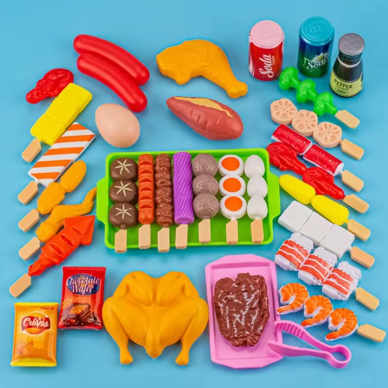 Kit de jouets de cuisine pour enfants, simulation de barbecue, four, nourriture, kebab, maison de jeu, cadeau pour enfants, 29 pièces