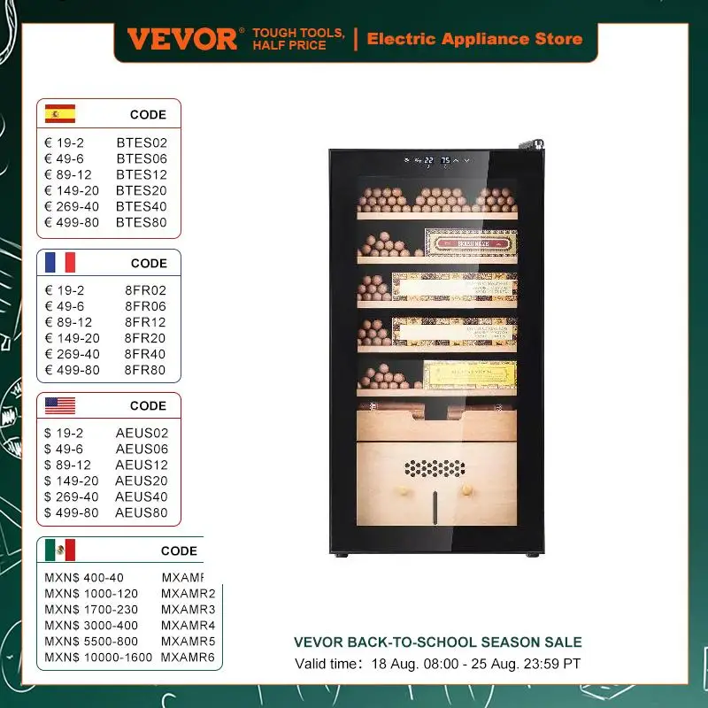 

VEVOR Electric Cigar Humidor 82L Cigar Humidor Cabinet with Cooling Heating & Humidity Control 6 Layer Spanish Cedar Wood