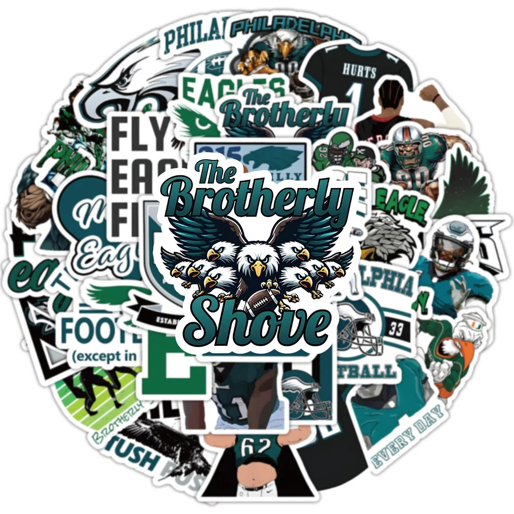 10/30/50PCS New Philadelphia Eagles Stickers Football Cartoon Graffiti Helmet Car Guitar DIY Scrapbook Toys Decoration Wholesale