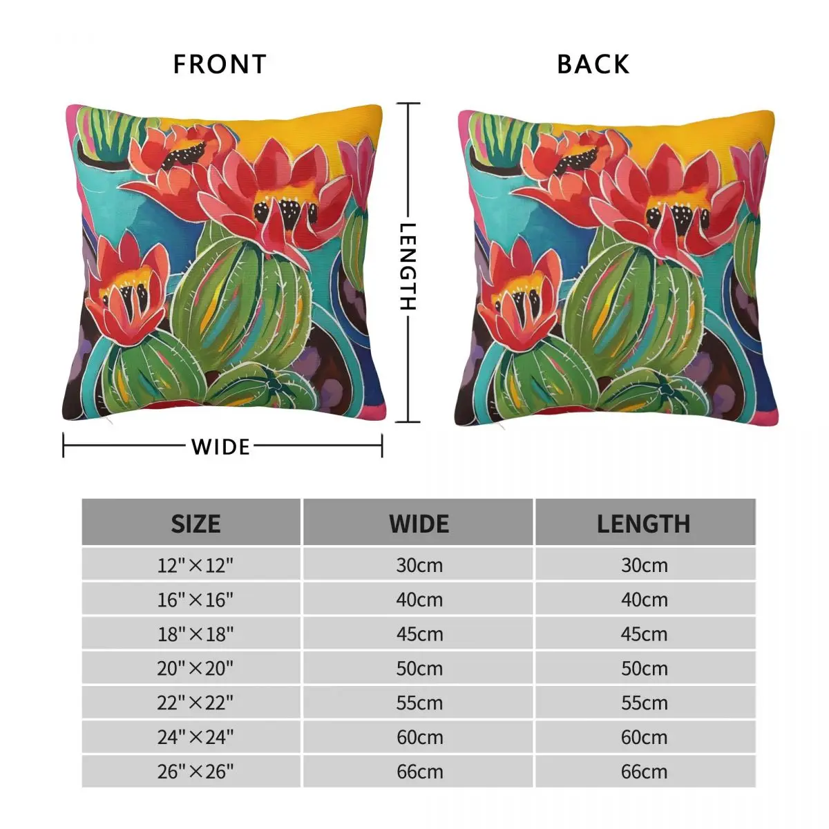 Potted Blooms Square Pillowcase Polyester Linen Velvet Printed Zip Decorative Room Cushion Cover