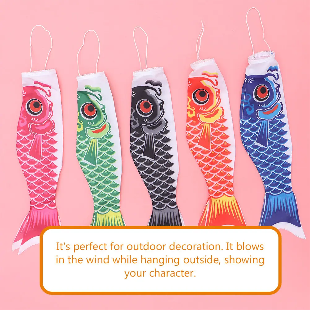 10Pcs Japanese Carp Windsock Koinobori Fish Wind Sock Outdoor Hanging Ornament for Garden Yard Patio Sushi Restaurant Decor