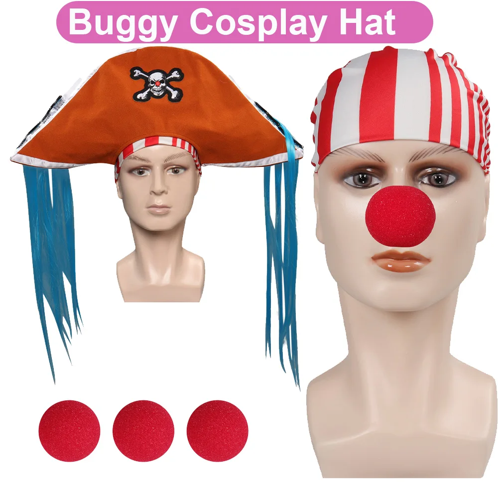 

FantasiaRed Nose Cosplay Pirate Cap Hat Scarf Anime Buggy Headband Cartoon Clown Carnival Costume Accessories Halloween Party