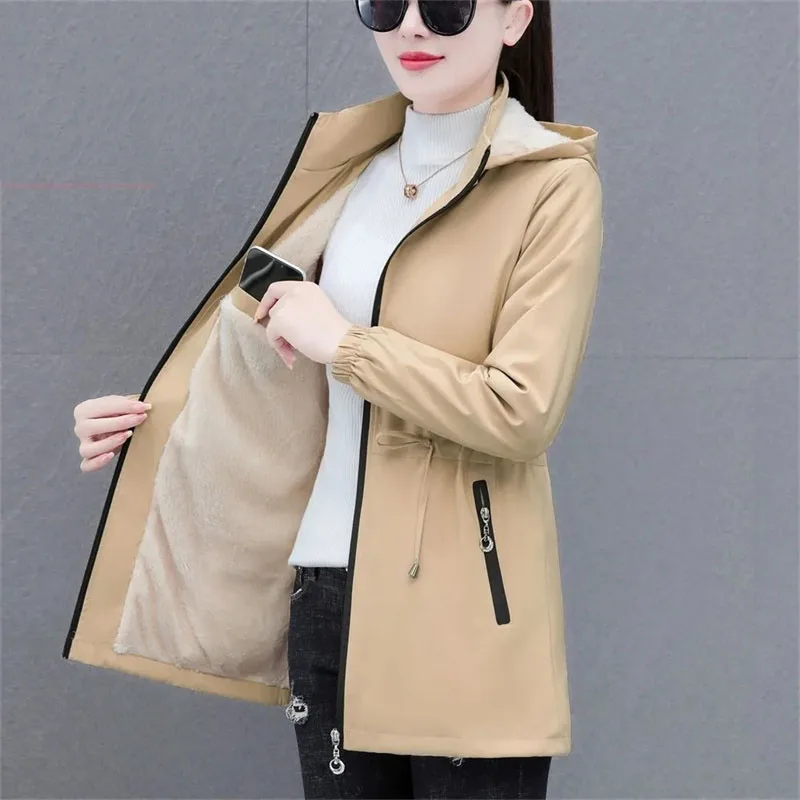 Plus Velvet Padded Cotton Coat Women Medium Long Fashion 2024 New Autumn And Winter Overcoat Windbreaker Warm Ladies Jacket Top