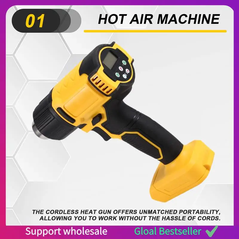 

Беспроводной тепловой пистолет A38M 540 ℃ Регулировка температуры светодиодный дисплей 4-ступенчатая скорость ветра электрический пистолет горячего воздуха для батареи 18 В 20 В