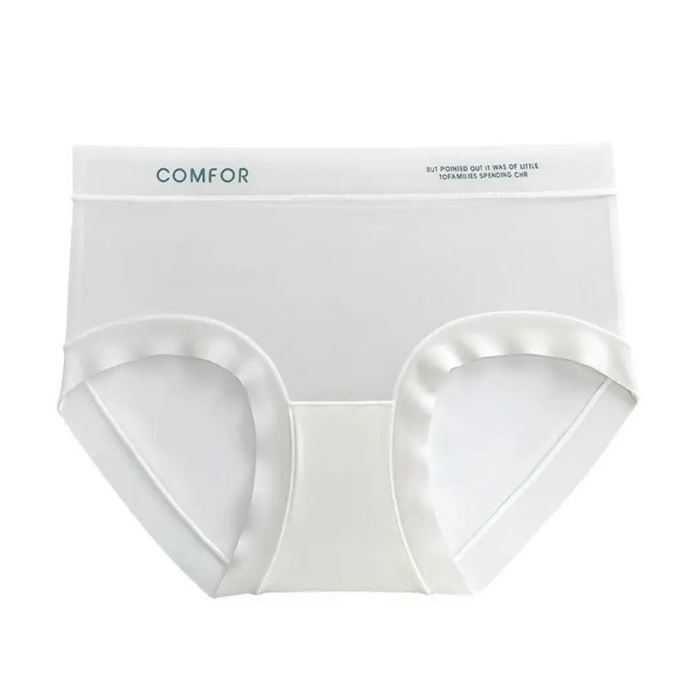 Летние трусики из ледяного шелка с буквенным принтом, тонкие бесшовные трусы из ледяного шелка с рюшами, женское нижнее белье, простое
