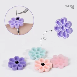 100 Pcs Flower Beauty Eyelash Extension Glue Cups Pink Delayed Cup Grafting Eyelash Makeup Tool Tattoo Adhesive Pigment Cups