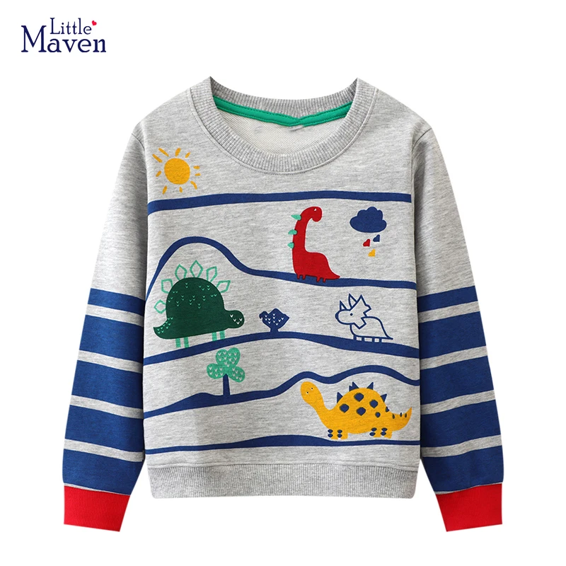 Little Maven Top Clothes for Children Kids Clothes Boys Children\'s Clothing Hoodies Cartoon Dinosaurs Sweatshirts Cotton Autumn