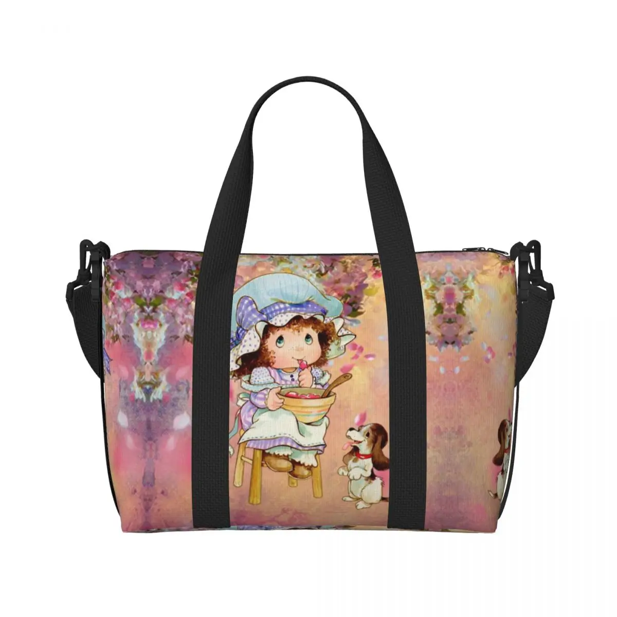 Custom Large Cute Sarah Kay Tote Bag for Women Cartoon Shopper Shoulder Gym Beach Travel Bag