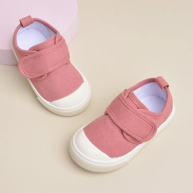 Zapatos de lona transpirables para niños y niñas, zapatillas informales de suela suave, antideslizantes, Color sólido, Primavera