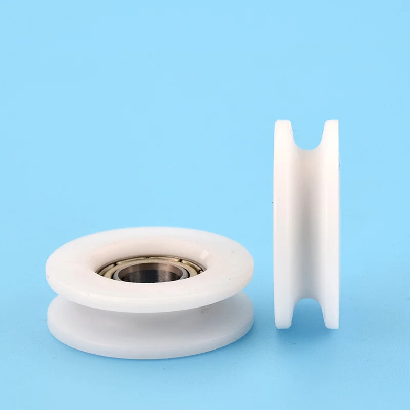 4pcs U Groove Roller Pulley Set 8x28x9mm Plastic 688 Bearing Driven Wheel POM Guide Wheel over Line Lifting Wheel for Hardware