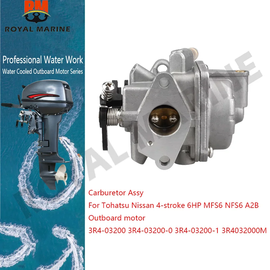 

Carburetor Assy 3R4-03200 for Tohatsu Nissan 4-stroke 6HP MFS6 NFS6 A2 B Outboard motor 3R4-03200-0 3R4-03200-1 3R4032000M