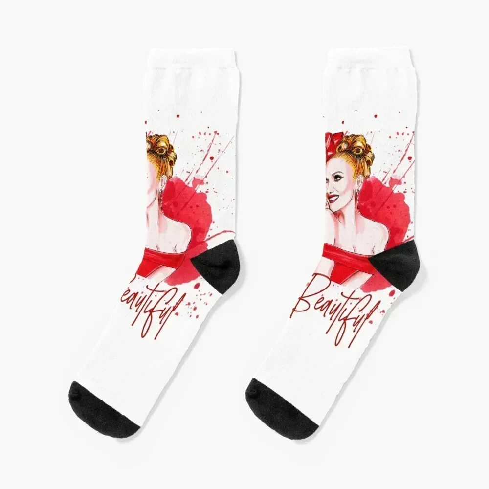 Gwen Stefani. I am beautiful. Socks happy winter gifts essential Male Socks Women's cool gym Rugby loose Socks For Girls Men's