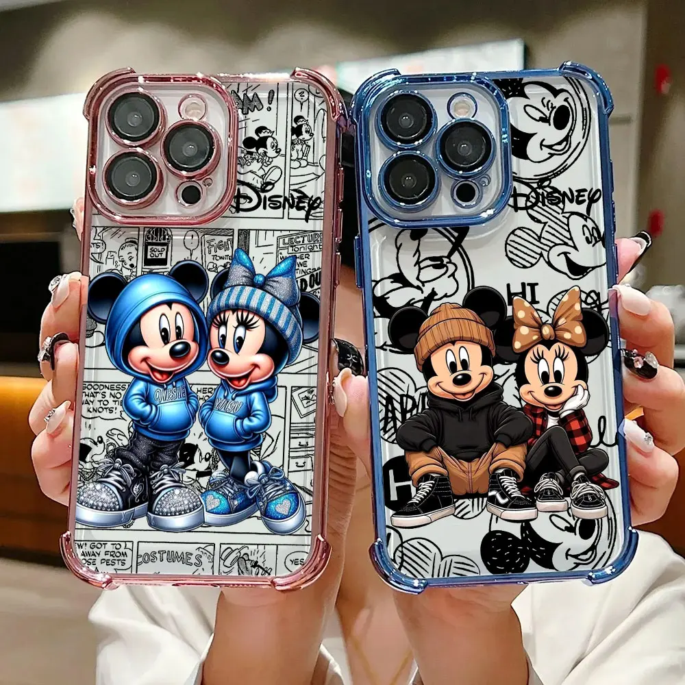 

Disney Minnie Mickey Mouse Case For iPhone 17 Air 16 15 14 11 12 13 Pro Max 16e 17E 15 Plus 13 Mini Shockproof Funda Phone Cover