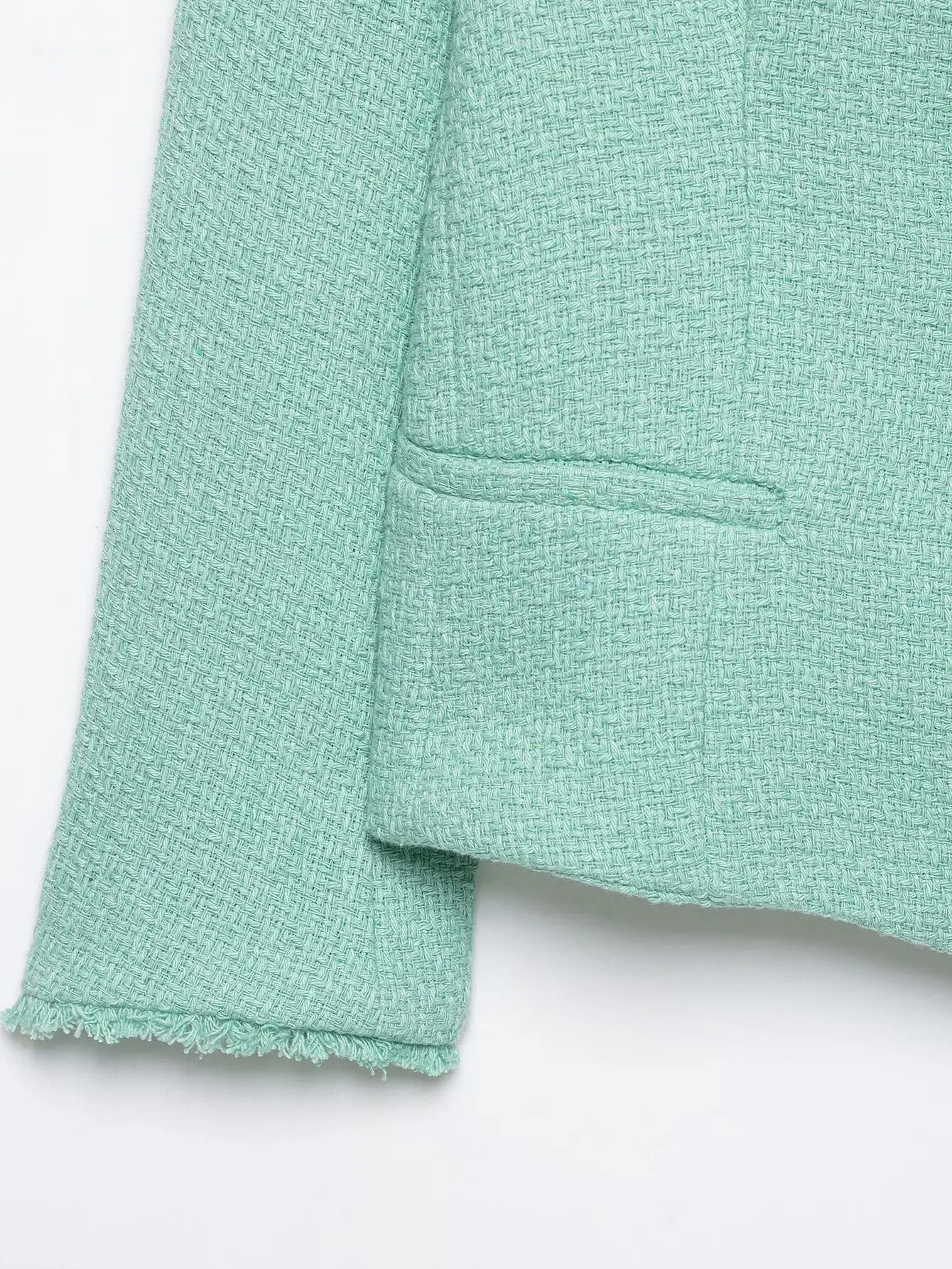 TFMLN Modische Damenjacke mit Rundhalsausschnitt, Asymmetrisch, Einreihig, Schlank Geschnitten, Lange Ärmel, Kurzer Mantel, Schick, Herbst 2026 Neu – Detail 5