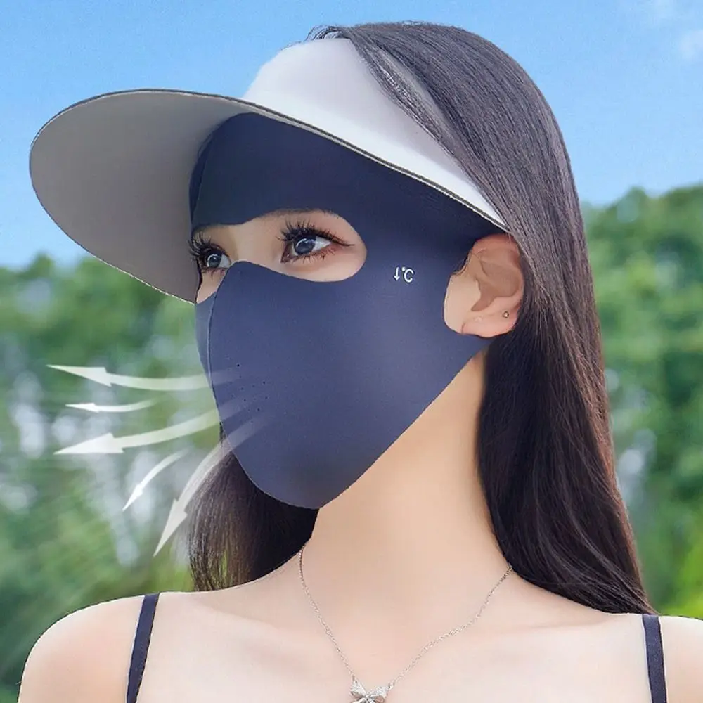 Portable Full-Face UV Face Mask Reusable Nylon Ice Silk Face Cover Breathable Thin Cover Sunscreen Veil Outdoor