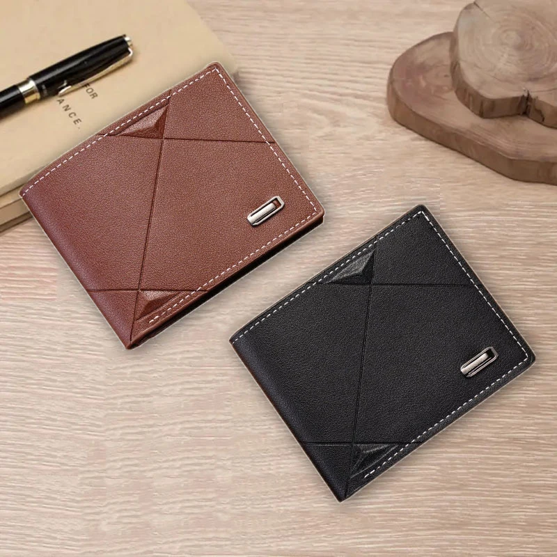 محفظة رجالية من البولي يوريثان قصيرة متعددة البطاقات محفظة نسائية للعملات المعدنية محفظة عصرية غير رسمية للرجال الشباب رقيقة ثلاثة أضعاف محفظة أفقية ناعمة للرجال