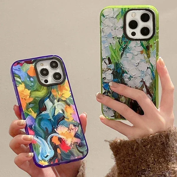 

2.0 Version Acrylic Upgrade Border Flower Phone Case Cover for IPhone 11 12 13 14 15 Pro Max Case for IPhone 15 Pro Max