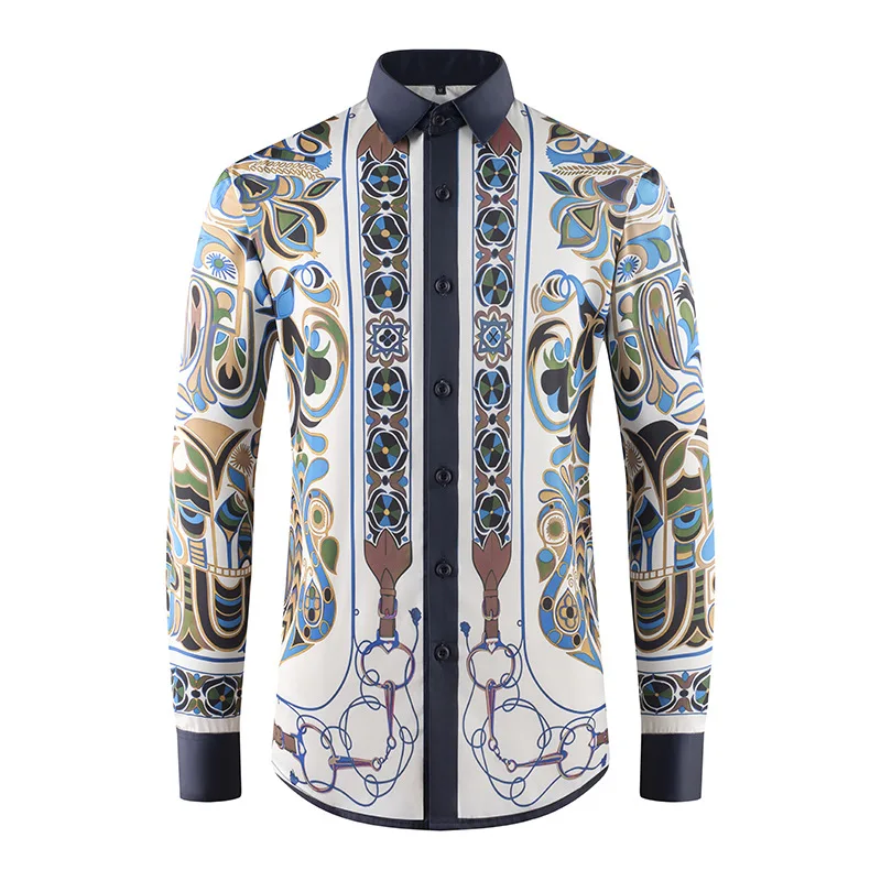 

European and American Style Long Sleeved Shirt for Men Slim Fit Casual Business Formal Dress Shirts Social Party Tuxedo Blouse