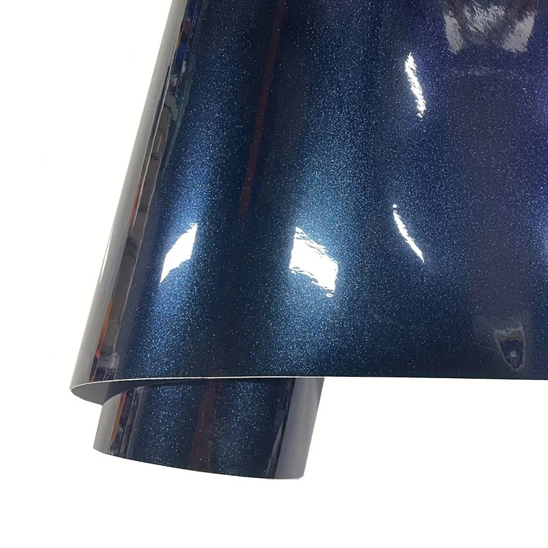 Premium Sparkle Glossy Metallic Ghost Midnight Blue Vinyl Wrap Film Self Adhesive Decal Vehicle Car Wrapping Foil