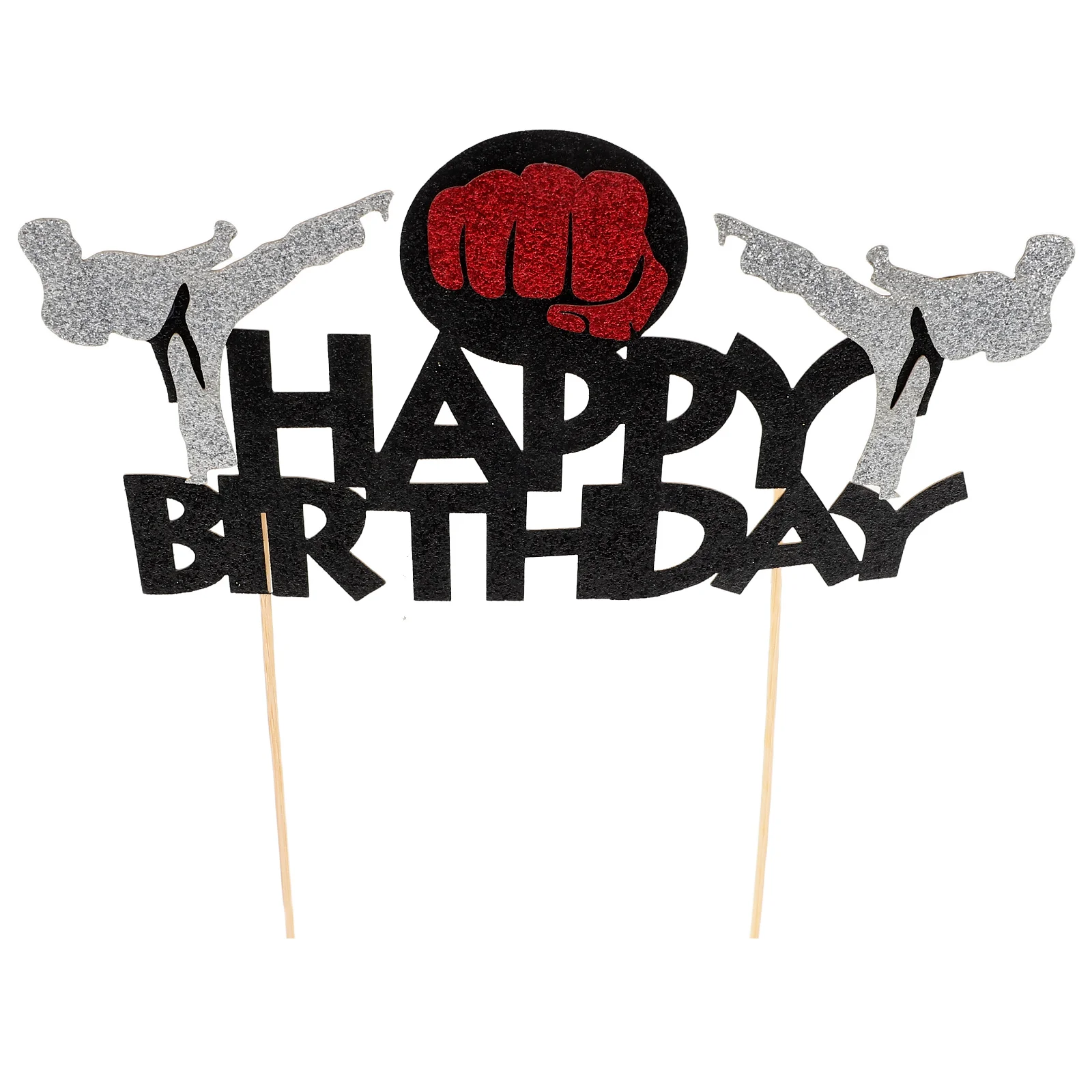 

Taekwondo Cake Decorations Wooden Cupcake Toppers Happy Birthday Party Gymnastics Martial Spirits Photoshoot Props Cake