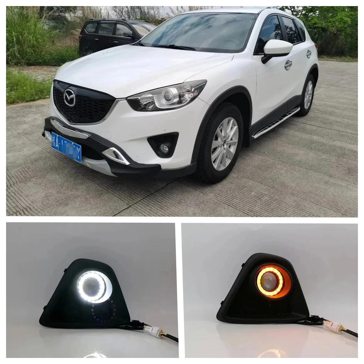 

LED Fog Lights Assembly For Mazda CX5 CX-5 2012 2013 2014 2015 Dual Color Angel Eye Daytime Running Lights Fog Lamp Accessories
