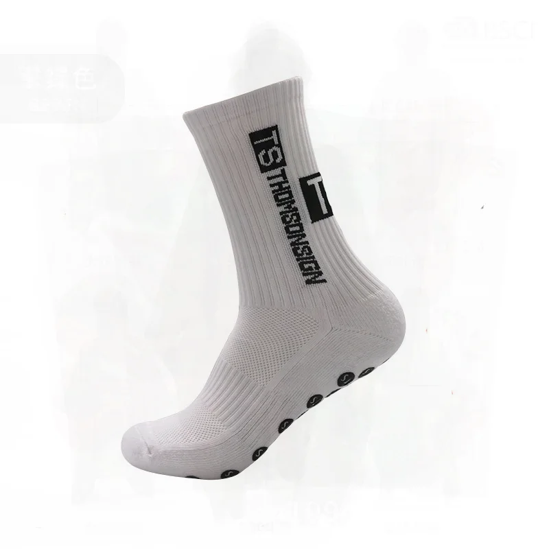 Calcetines de fútbol antideslizantes a media pantorrilla para adultos, calcetines deportivos de competición de entrenamiento con parte inferior de toalla gruesa para hombre con logotipo, azul, negro y rojo