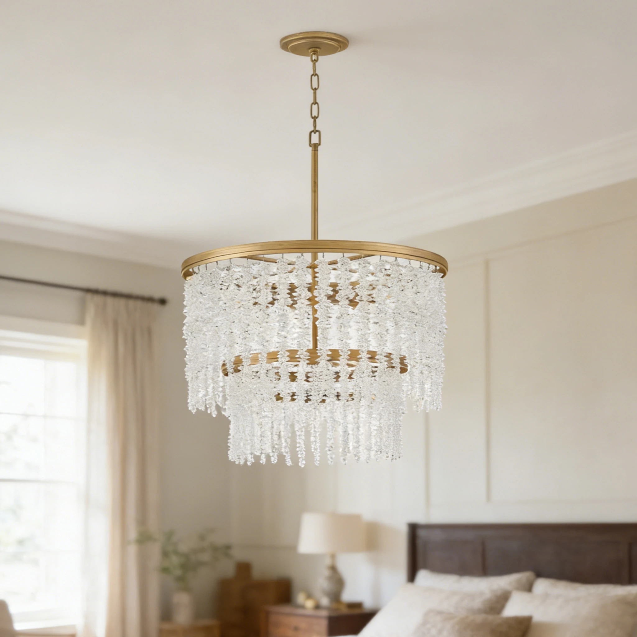 

Semi Round Glass Chandelier Nordic Simple Bedroom Living Room Kitchen Hallway Balcony Bar Dining Room Ceiling Light Lamp