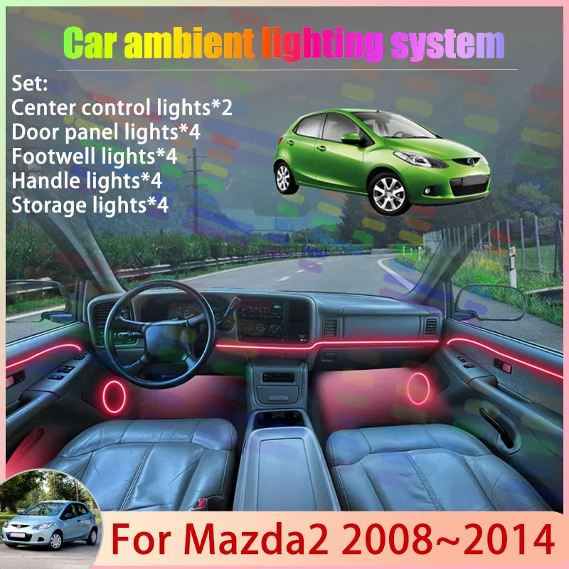 

For Mazda2 DE DH Demio MK2 2008~2014 2009 2010 2/18 in 1 Car Atmosphere Light Lamp RGB Shade Ensemble Streamer Atmosphere Set