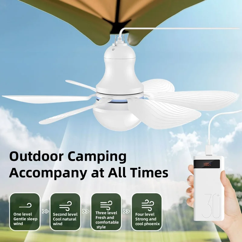 USB Ceiling Fan  Lighting Lamp 6 Leaves USB Powered Ceiling Canopy Fan Hanging Fan with Remote Control Camping Fan Portable Fan