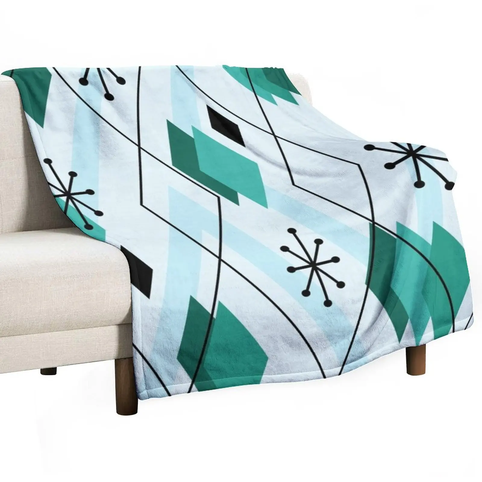 Mid Century Modern Scattered Diamonds Aquamarine Turquoise Teal Throw Blanket cosplay anime Luxury Thicken Quilt Blankets