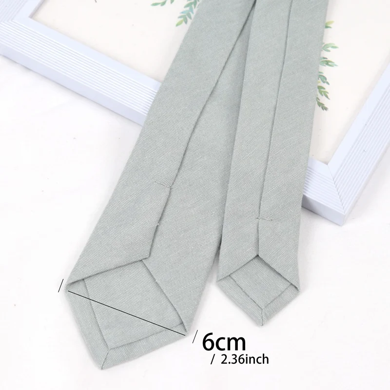 Mens Ties 6cm Classic Cotton Handmade Skinny Grey Solid Color Neckties Striped Narrow Collar Slim Casual Tie Accessories Gift