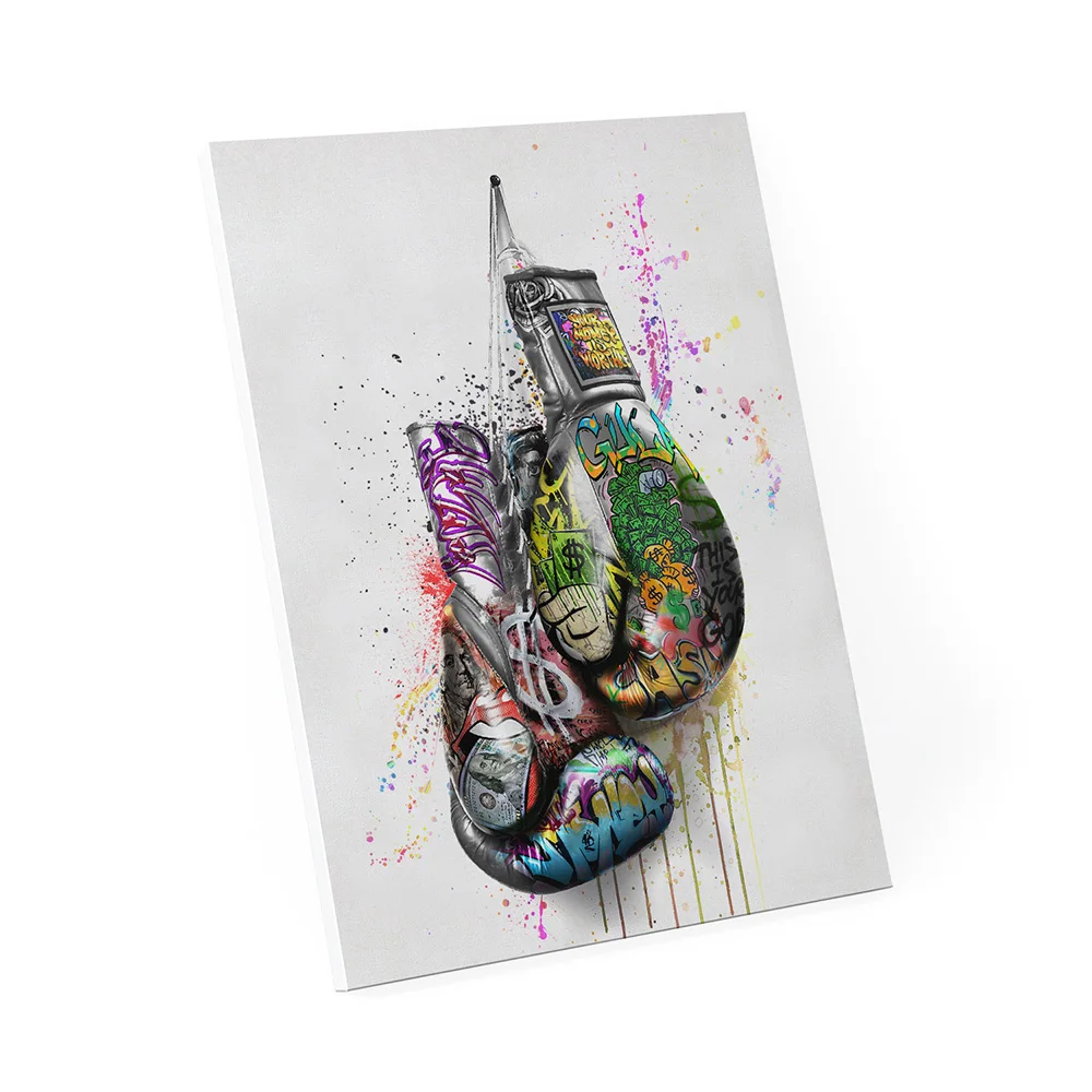 Boxing Glove Fashion Luxury Graffiti Art Paintings Print on Canvas Art Posters and Prints Motivational Art Picture Cuadros