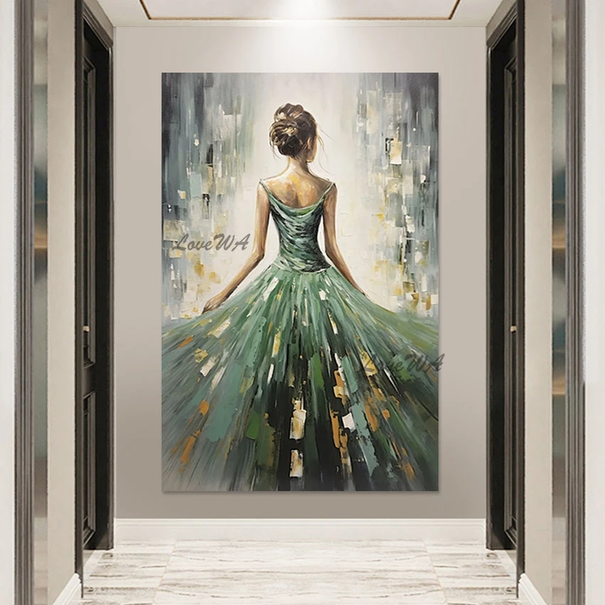 Home Interiors Decor Wholesale China Handmade Beautiful Girl Oil Painting Acrylic Modern Art Wall Pictures For Living Room