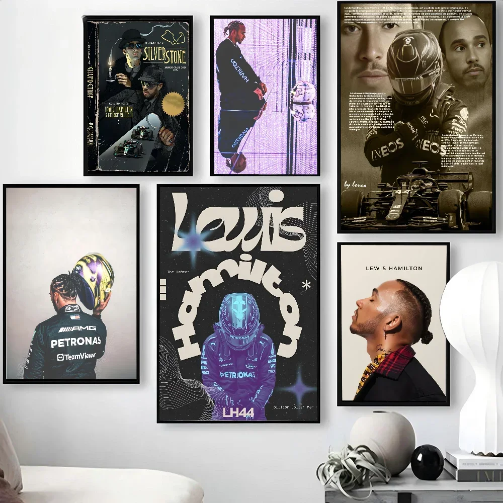 F1 بطل السباق الأسطوري شخصية L-Lewis هاميلتون المشارك ذاتية اللصق الفن ورق مقاوم للماء ملصق مقهى غرفة البار #3