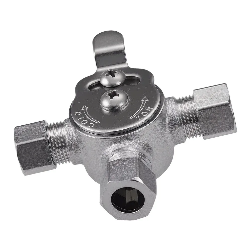 3/8 Inch Free Brass Mixing Valve Silver Temperature Control For Kitchen Bathroom Sink Shower Plumbing Fixture Easy Install