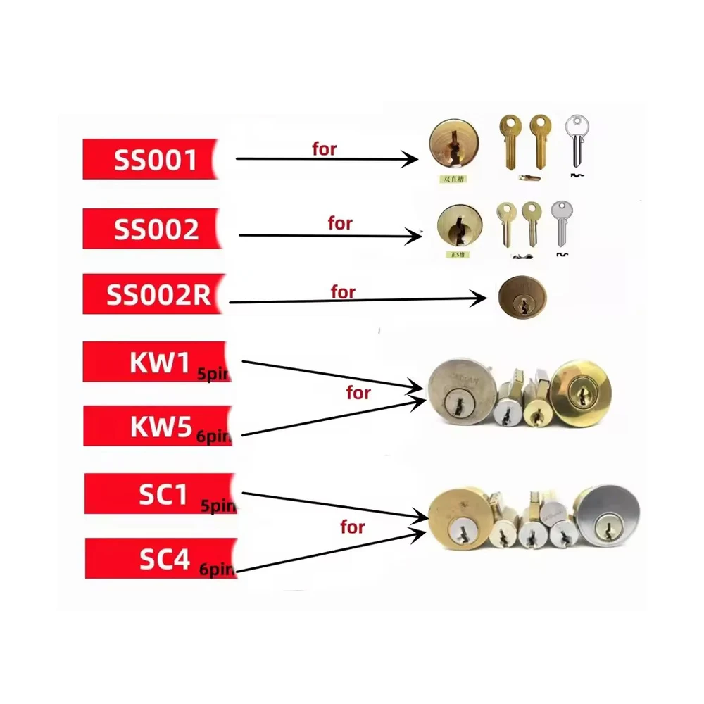 Lishi 2 in 1 SS001 SS002 SS002R KW1 KW5 SC1 SC4 R52 R52L TE2 AM5 M1/MS2 BE2-6 Locksmith Tools for Home Door Civil Locks